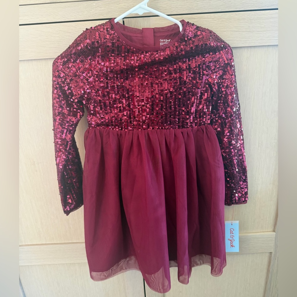 Cat & Jack Burgundy Sequin Dress